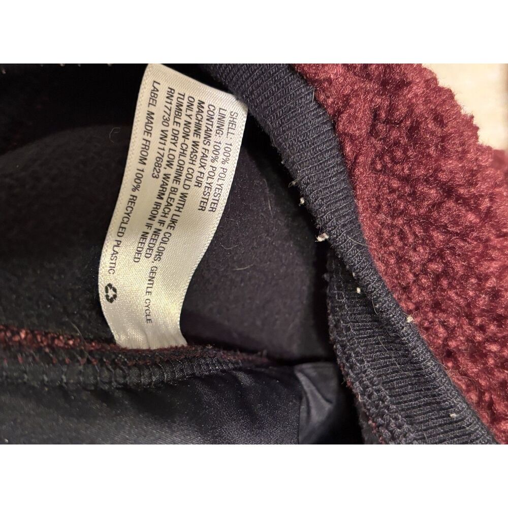 Joy Lab Sherpa Fleece Jacket Burgundy Zip Up Size Large Cozy Teddy Jacket - Picture 9 of 9